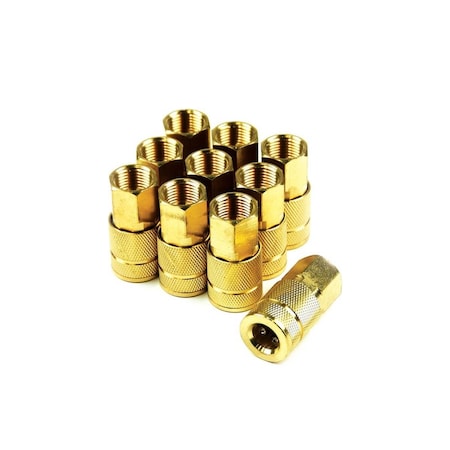 Tinkertools 6-Ball Auto Coupler Brass 0.25 in. x 0.37 in. Female NPT, 10PK TI3143290